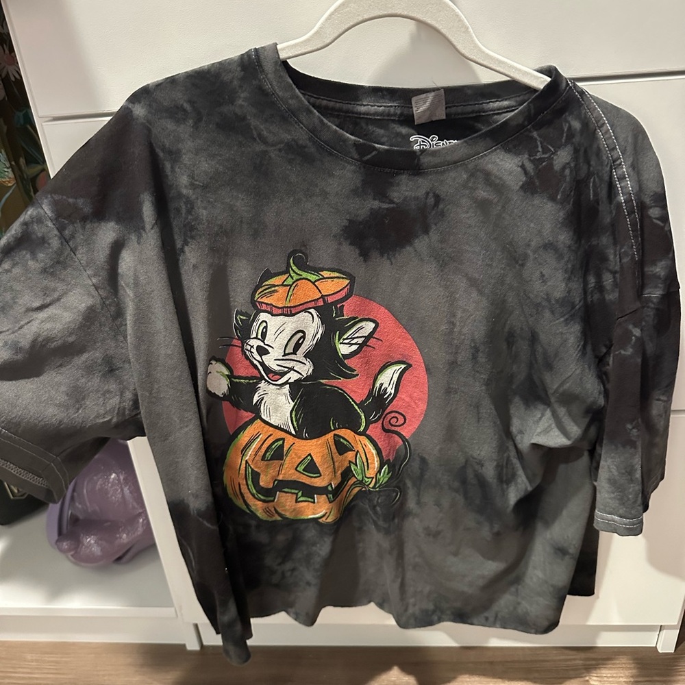Disney Black and Orange Halloween Cat Tee